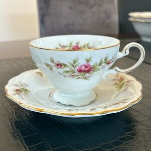 Johann Haviland ‘Moss Rose’ Fine China Teacup and Saucer Set